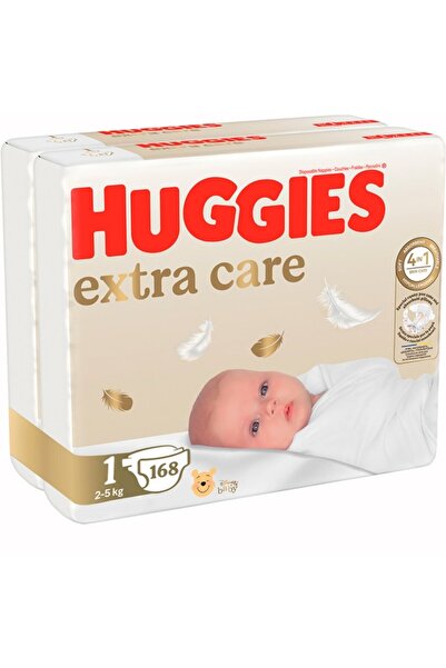 Huggies Extra Care Mega № 1, Унисекс, 2-5 кг, 168 бр.