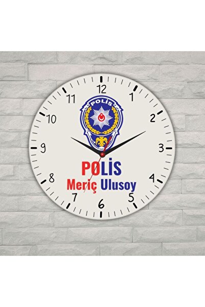 Hediye Vakti Kişiye Özel Polis Logolu Metal Duvar Saati - Emniyet Teşkilatına...