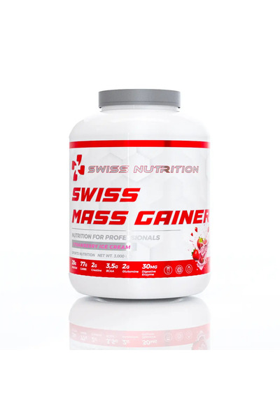 Swiss Mass Gainer Çilekli Dondurma Aromalı 3000 Gram - 30 Servis