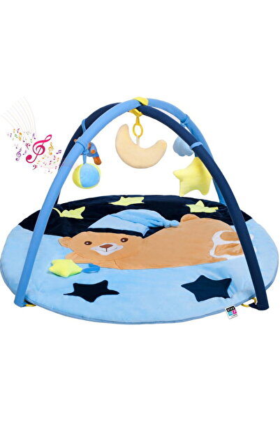 PlayTo Pătură de joacă cu melodie ursuleț de pluș albastru