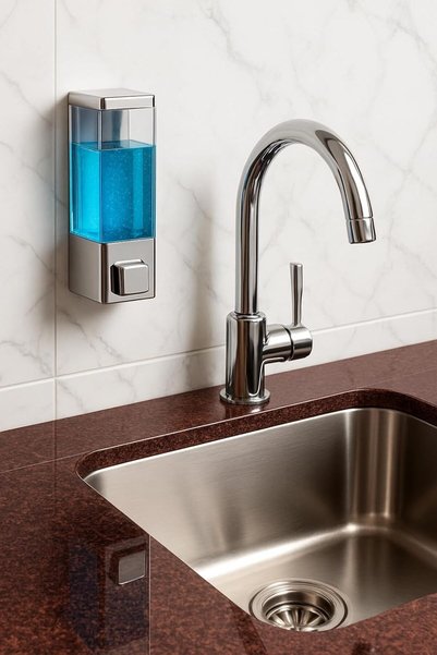 VIVOHOME Wall Mounted Manual Liquid Soap Dispenser 15 Pcs Adhesive and Screw-On Non-Spill Soap Dispenser 350 ml V-1