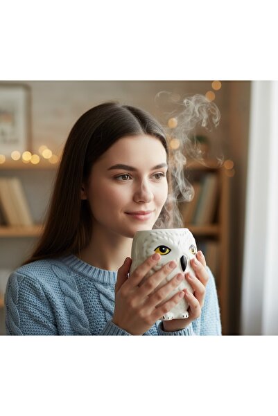 Kuzey Tacı Elegant 3D Ceramic Mug with Snow Owl Figure – Specially Molded, De...