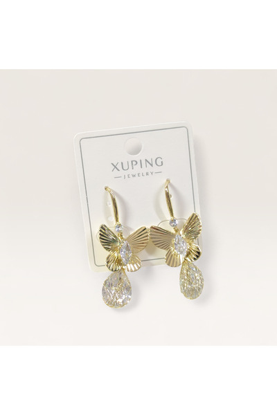 Güler Yüzlü Silver Xuping Sallantili Butterfly Earrings Gold