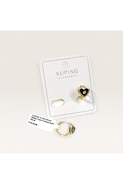 Güler Yüzlü Silver أقراط XUPING مقاس 10 ملم على شكل قلب من المينا السوداء بال...