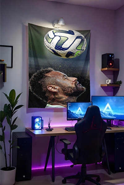 Halura Neymar Jr Wall Covering– High-Quality Fabric, Gamer Room Decor Tapestr...