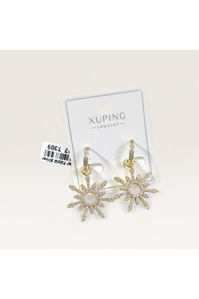 Güler Yüzlü Silver Xuping 22 mm Snowflake 10 mm Hoop Earrings Gold