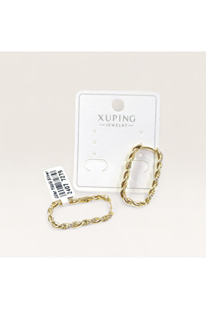 Güler Yüzlü Silver Xuping 25X10 mm Burgu Oval Halka Küpe Gold