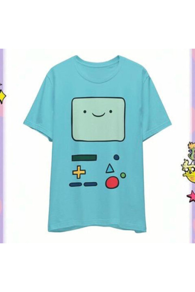 İsra Ayyıldız Moonstar Collection Mavi Adventure Time BMO Y2K Unisex T-Shirt
