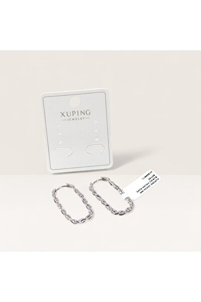 Güler Yüzlü Silver Xuping 25X10 mm Spiral Hoop Earrings White