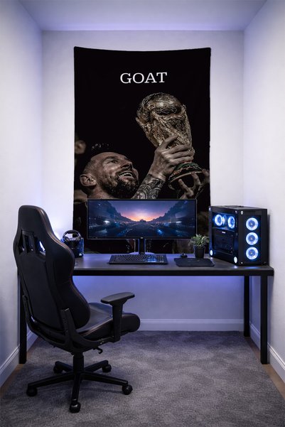 Halura Lionel Messi Wall Covering– Quality Fabric, Gamer Room Decor Tapestry Wall Rug Si