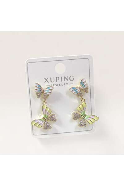 Güler Yüzlü Silver Xuping Colorful Enamel Butterfly 3cm Stud Earrings Gold