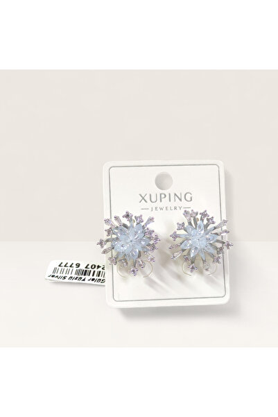 Güler Yüzlü Silver أقراط XUPING بحجم 2 سم على شكل زهرة اللوتس بلون أبيض