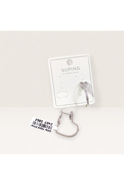 Güler Yüzlü Silver أقراط دائرية من XUPING على شكل قلب مقاس 2 سم باللون الأبيض