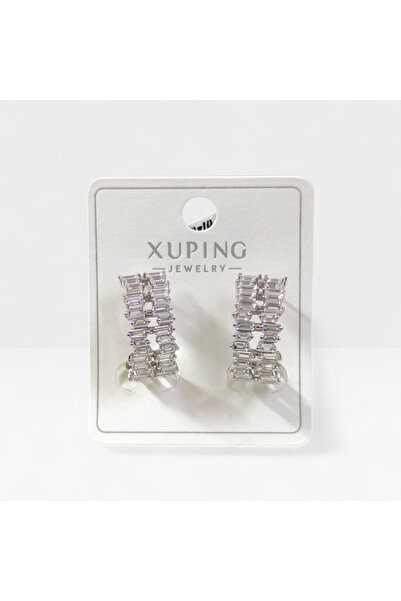 Güler Yüzlü Silver أقراط دائرية من XUPING مقاس 15 مم باللون الأبيض