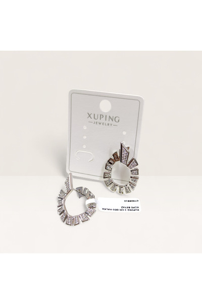 Güler Yüzlü Silver Xuping 3 cm Geo Hoop Earrings White