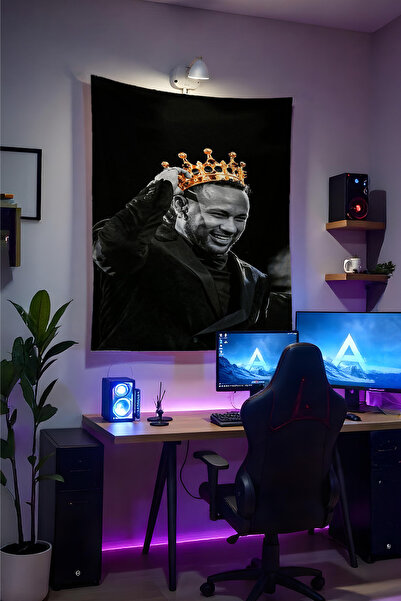 Halura Neymar JR Duvar Örtüsü– Kaliteli Kumaş, Gamer Oda Dekoru Tapestry Duva...