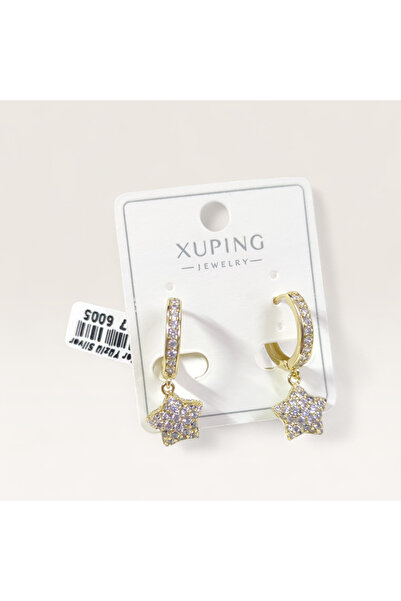 Güler Yüzlü Silver Xuping 10 mm Bombed Star 12 mm Hoop Earrings Gold