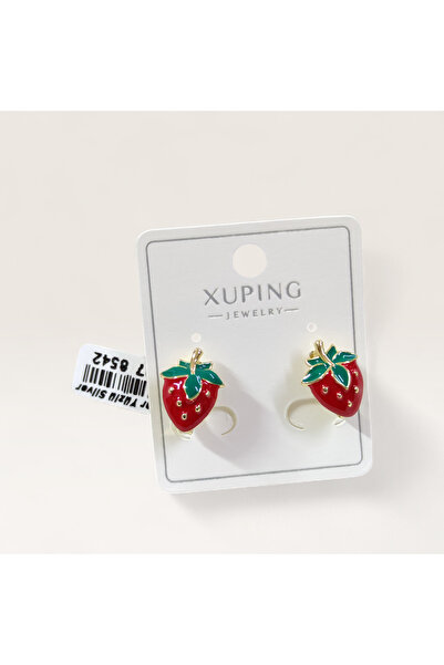 Güler Yüzlü Silver أقراط XUPING ذهبية اللون بتصميم الفراولة مقاس 10 مم