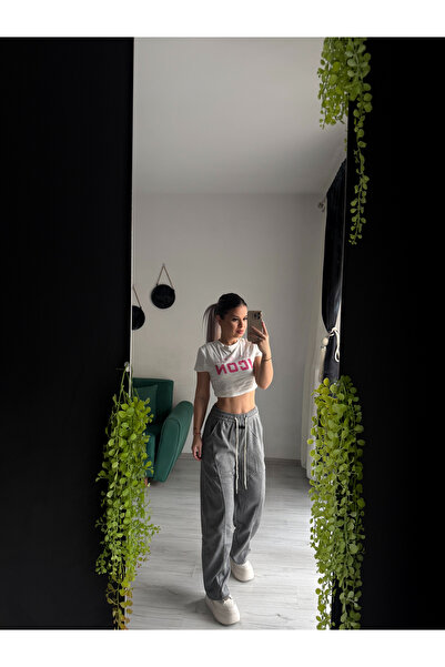 by SLA boutique Pantaloni Damă Casual Wide Leg cu Talie Elastică și Șnur jogger