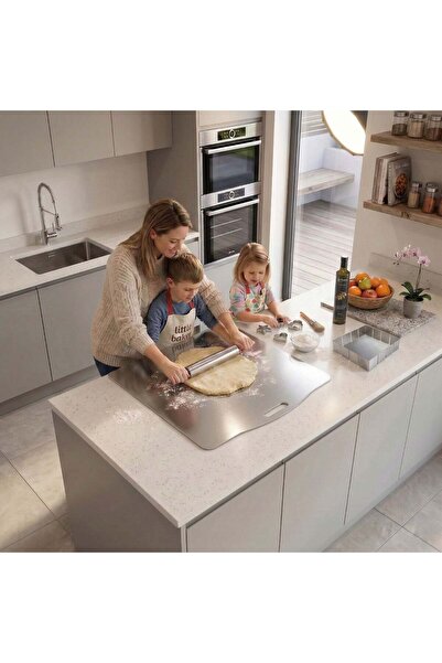 Farmtokid Paslanmaz Çelik Tezgahlık – Çift Yüzey 60x60 cm 304 Kalite (Yüzey F...