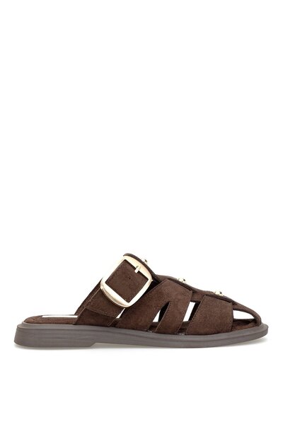 Ayakkabı Fuarı Elite PM183 K282 Дамски плоски чехли Кафяви