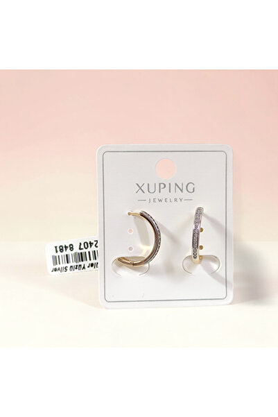 Güler Yüzlü Silver Xuping 13 Stone Montur Hoop Earrings Rose