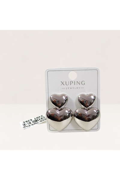Güler Yüzlü Silver Xuping 27 mm Flat Hearted Stud Earrings White