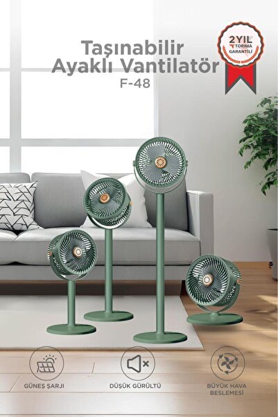 Torima Güneş Panelli Vantilatör Şarjlı Ampüllü 5 Kademeli Taşınabilir Ayarlan...