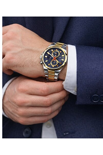 zerapex LACIVERT KADRAN ÇİFT RENK ÇELIK KORDON ERKEK KOL SAATİ-SPOR KLASIK TA...