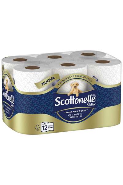 Scottex SCOTTONELLE Toilet Tissue, 2 Ply, 100 Sheets, Pack of 12