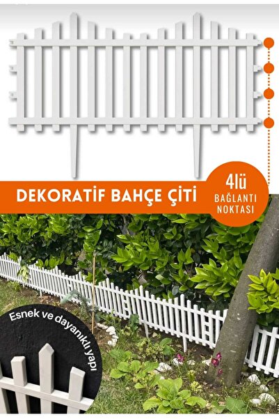 DEKOZUM FLOWERS Bahçe Çiti Dekoratif Bahçe Çiti Plastik Beyaz Çit Tek Peyzaj ...