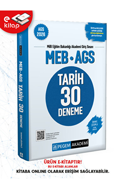 Pegem Akademi Yayıncılık 2026 MEB-AGS Tarih Tamamı Çözümlü 30 Deneme E-Kitap
