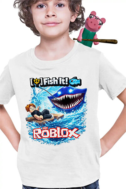 OEM Tricou Copii Baieti Roblox Fish it Pescar Huggy Wuggy