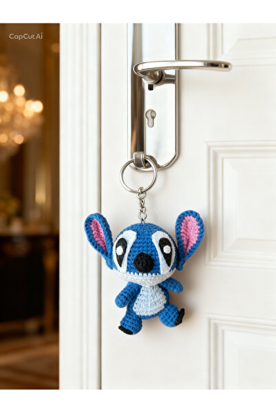 KZNovaStyle El Örgüsü Amigurumi Stitch Anahtarlık – Sevimli Peluş Figür Anaht...