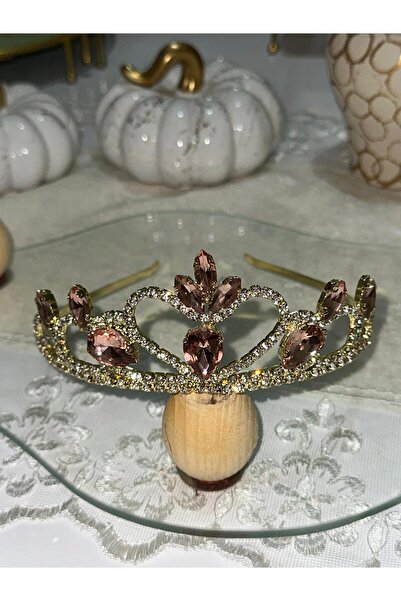 cengiz bujiteri GÜL KURUSU PEMBE TAŞLI PRENSES TACI ZARİF DOĞUM GÜNÜ SAÇ AKSE...