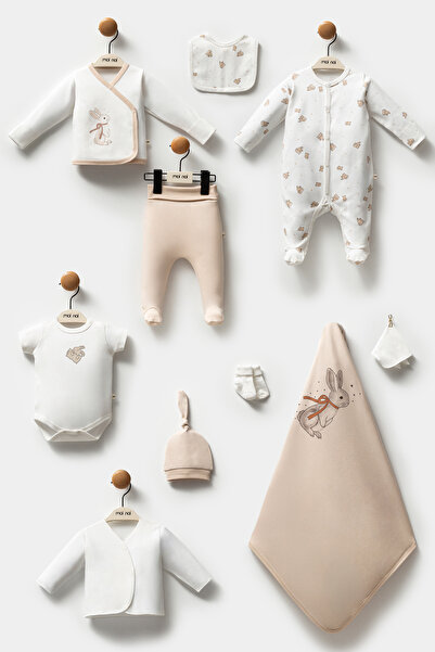 Moi Noi 10-Piece Hospital Discharge Set with Baby Rabbit Figure - 100% Cotton...