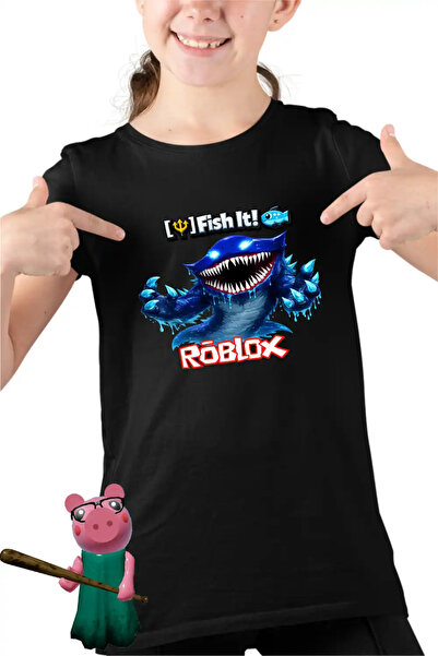 OEM Tricou Copii Fete Roblox Fish it Huggy Wuggy Sea Monster Pescar
