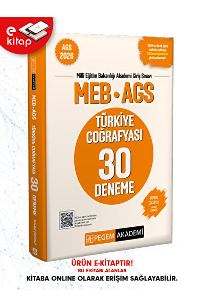 2026 MEB-AGS Türkiye Coğrafyası Tamamı Çözümlü 30 Deneme E-Kitap
