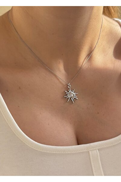 takıtarzım قلادة نسائية على شكل شمس فضية