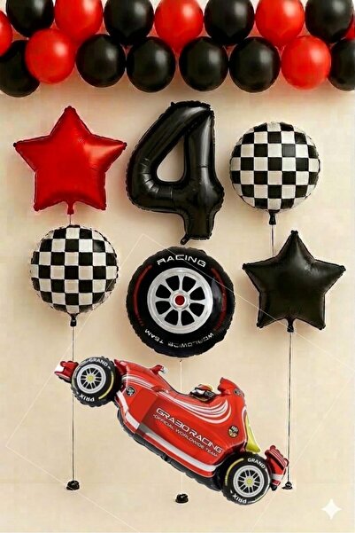 ÇITIPITISTORE مجموعة بالونات لحفلات أعياد الميلاد بتصميم سيارات السباق