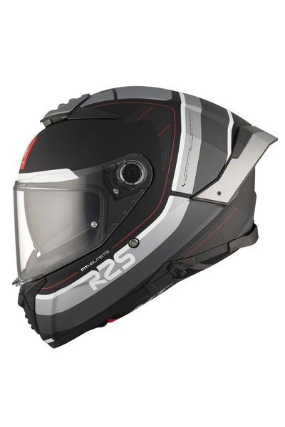 MT Thunder 4 full face motorcycle helmet with integrated goggles, R25 matte b...