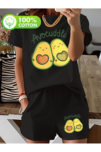 LAVİTTA Avocado shorts t-shirt - shorts bottom top tracksuit set Printed Over...