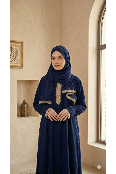 Maison Emarat Prayer Dress/ Namazi with Lace Trim Detailing & Attached Sheila