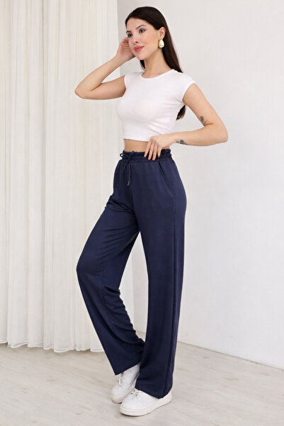 PIOVE Pantaloni de trening pentru femei cu talie elastică și picior larg – Pa...