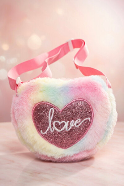 Mollycrush Love Embroidered Girl's Rainbow Gift Plush Bag |   Glittery Heart ...