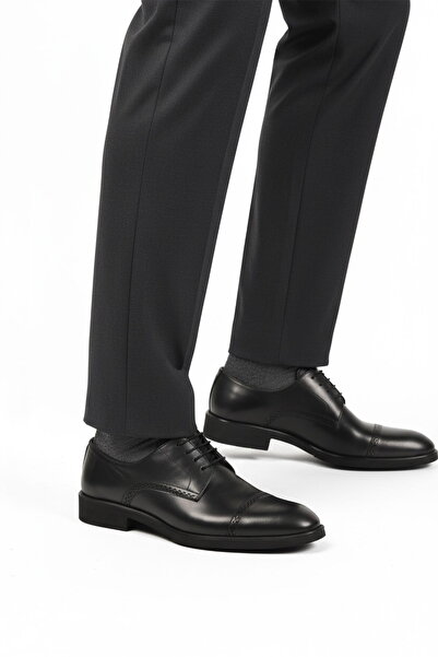 Aspor Black Genuine Leather Lace-Up Men's Classic Shoes