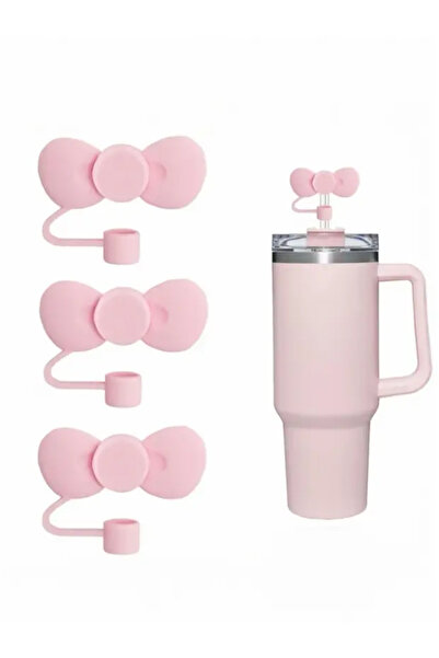 Kelira Thermos Straw Stopper Bowknot Pink Straw Stopper 1 Piece