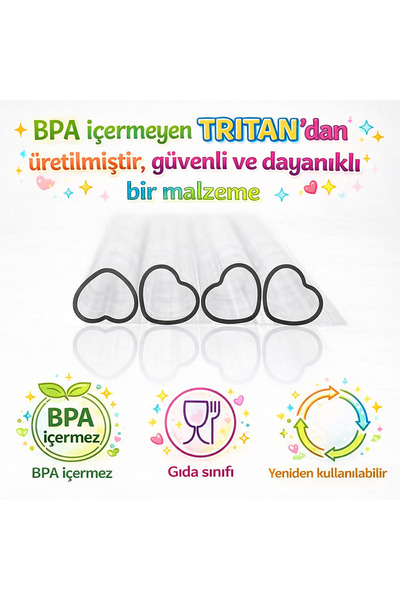 Kelira Thermos Straw with Heart-Shaped Straw, 4 Pieces Tritan Straws, Bpa-Fre...