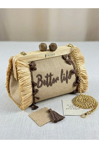 Rabiossa Women's Handmade Wood and Jute Bag Sq. Meters - Bohemian Style, "Bet...