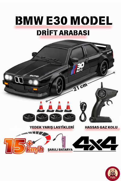 giffy Oyuncak BMW E30 Drift Araba 4x4 Uzaktan Kumandalı Araba 2.4GHz Şarjlı L...